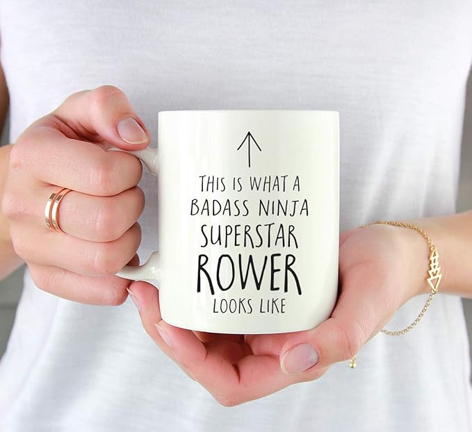 Andaz Press Funny 11oz. Ceramic Coffee Tea Mug Gift, This is What a Badass Ninja Superstar Rower Looks Like, 1-Pack