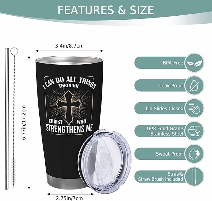 Christian Gifts for Men, Religious Coffee Mugs, Christian Tumbler, 20oz Coffee Tumbler, Religious Coffee Mugs, Spiritual Gifts for Men