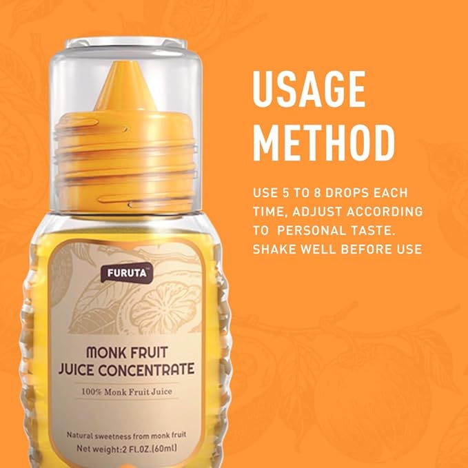 Furuta 100% Monk Fruit Liquid Sweetener, Zero Calories, Natural Sweetener for Coffee, Tea, Cooking and Baking, 2 fl oz (60 ml)