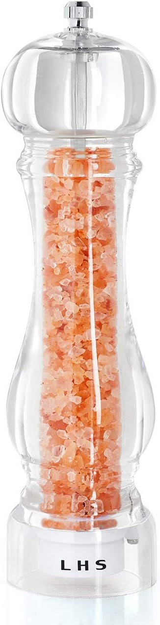 LHS Pepper Mill Grinder Salt Grinder Peppercorn Grinders with Adjustable Coarseness-Clear
