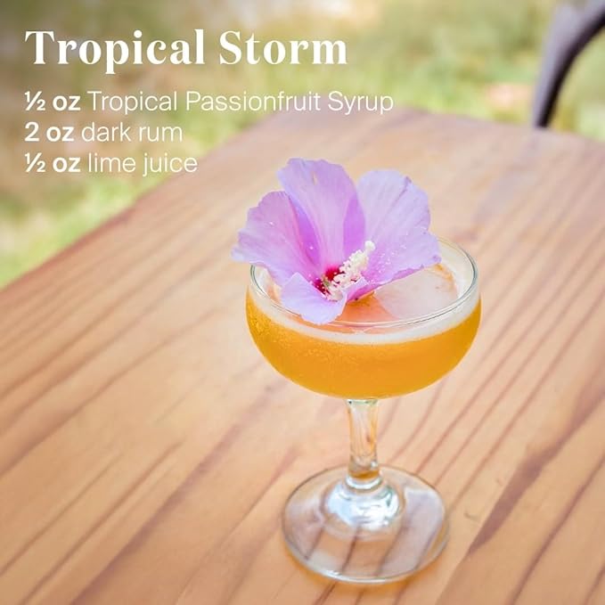 Liber & Co. Tropical Passion Fruit Syrup - Makes 25 Drinks - 50% Passionfruit Juice - Perfect for Craft Cocktails, Hurricanes, Margaritas, Tiki Drinks & Sodas (12.7 oz)