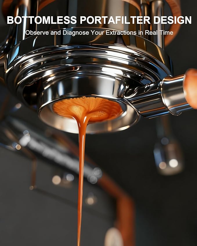 58mm Bottomless Portafilter For Gaggia, 2 Ears Slim Naked Portafilter Fits Gaggia Espresso Coffee Machines with Stainless Steel Head and 18g Filter Basket and Puck Screen - Rosewood Handle