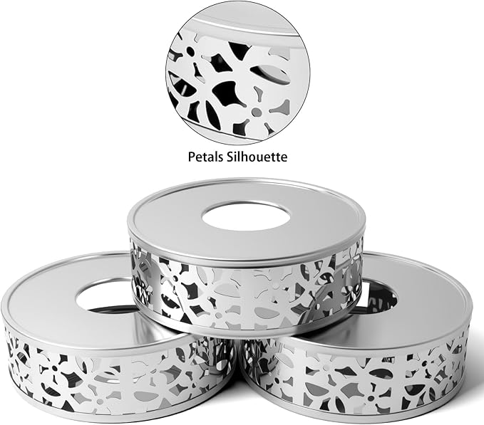 Tea Warmer Petals Silhouette, 3 Pack Stainless Steel Teapot Warmer with Tealight Holder