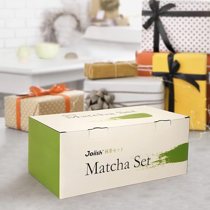 Matcha Whisk Set, Matcha Kit 10-Pcs, Bamboo Whisk and Ceramic Bowl with Spout & Measuring Spoon & Cup, Japanese Ceremony Matcha Tea Making Tools