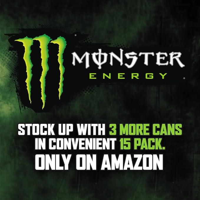 Monster Energy Drink, Green, Original, 16 Ounce (Pack of 15)