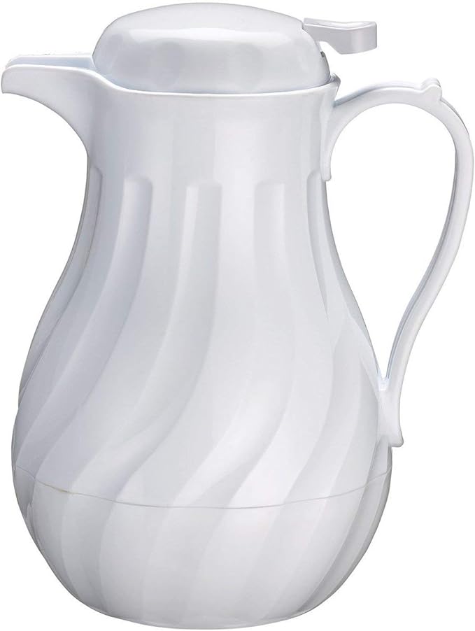 (20 oz) Beverage Server Eco-Plastic Carafe Swirl Double Wall Insulated White