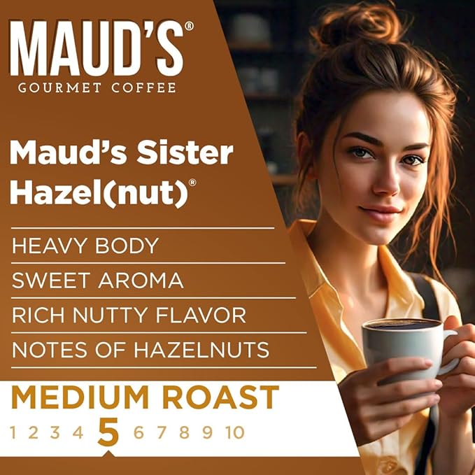 Maud's Sweet Hazelnut Flavored Instant Coffee, 52 ct, 100% Arabica Coffee, Medium Roast, Instant Hot or Iced Coffee - Just add water