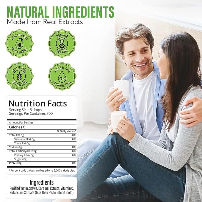 Stevia Select Caramel Flavored Liquid Stevia – Zero Calorie Coffee, Tea, Drink & Baking Sweetener, All-Natural, No Erythritol, Keto-Friendly Sugar Alternative, 300 Servings – 2 Oz (2 Pack)
