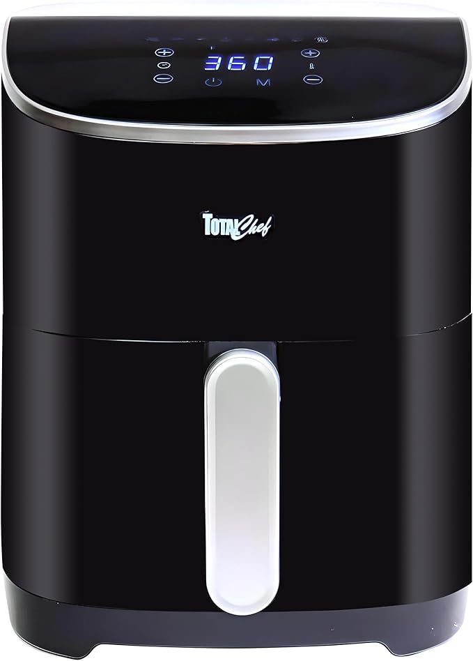 Total Chef 5 Quart Air Fryer - Aerogrill, Non-Stick Frying Basket, French Fry, Digital Touch Screen, 8 Presets, Freidora Eléctrica, Countertop Cooking Kitchen Appliance, Black
