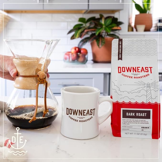 Downeast Coffee Roasters Whole Bean Coffee - Dark Roast, 100% Arabica Coffee - Bold, Syrupy, Bittersweet Toffee Notes - Kenya, Central and South American Highlands, (2 lb Bag)