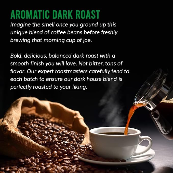 Trejo's Coffee House Blend Dark Roast Whole Bean Coffee, 12 Ounce Bag, 100% Arabica