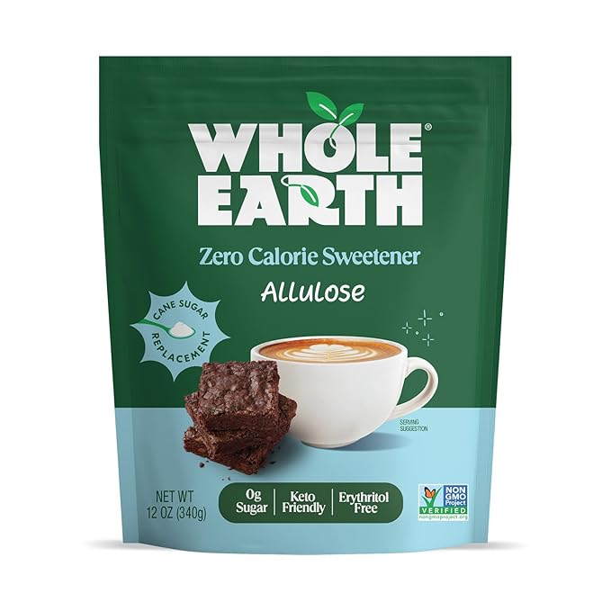 Whole Earth Zero Calorie Allulose Sweetener, Zero Calorie Sugar Substitute, Keto-Friendly, Non-GMO, No Erythritol, Erythritol-Free, Pouch, 12oz Pouch