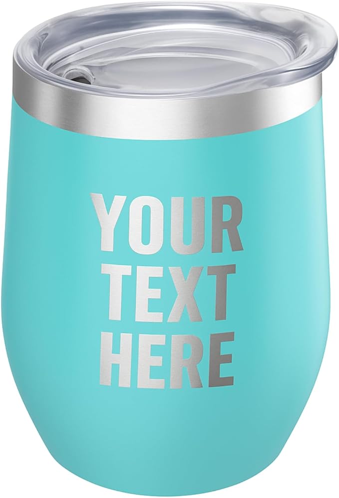 Gifts Inscribed Personalized Wine Tumbler with Lid – Teal Custom Text Engraved Stainless Steel Insulated Mug for Hot & Cold Drinks – Customized Bridesmaid, Wedding, or Birthday Gift