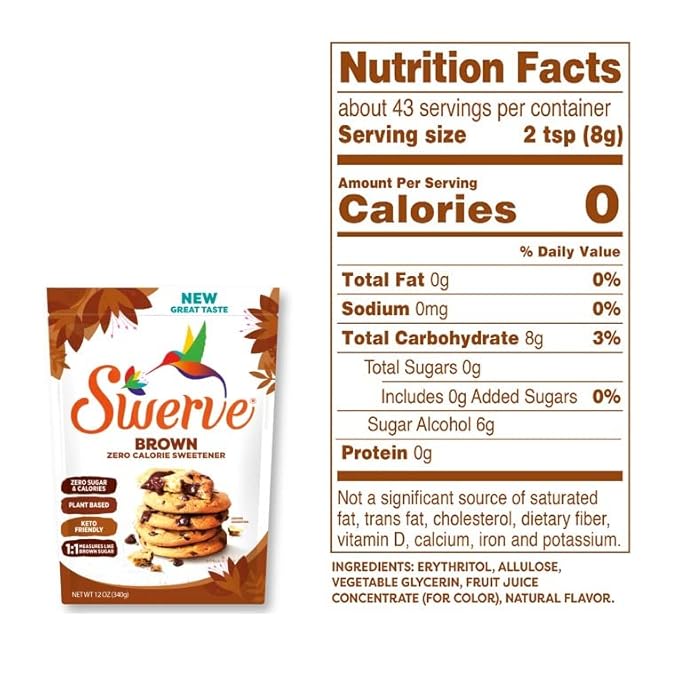 Swerve Ultimate Sugar Replacement Sweetener, Brown Sugar Substitute, Keto Friendly, Zero Calorie, Zero Sugar, Non-Glycemic, Gluten Free, 12 ounces