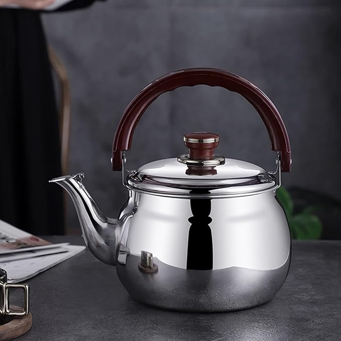 Tea kettle, Food Grade 304 Stainless Steel Tea Kettle for Stove top Whistling Teapot with Cool Touch Ergonomic Handle, Suitable for All Heat Sources(1.8L)