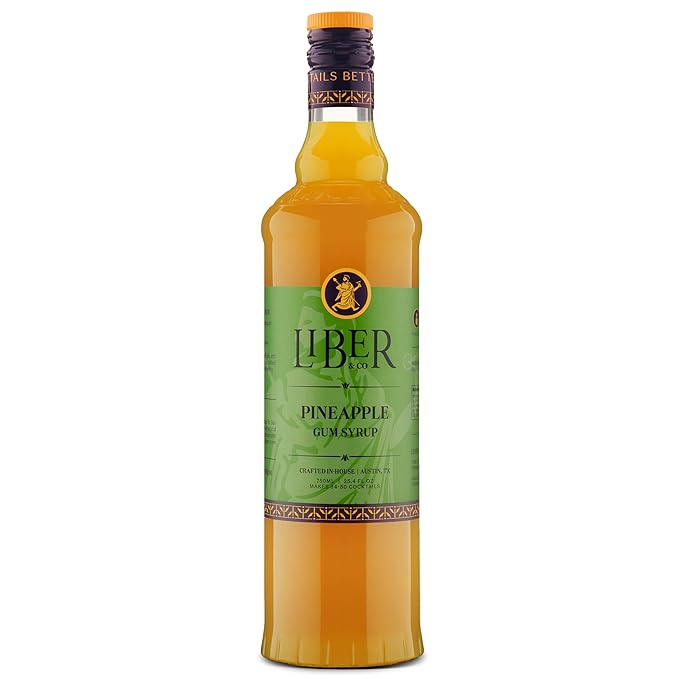 Liber & Co. Pineapple Gum Syrup - Craft Cocktail Mixer with 60% Pineapple Juice, Pure Cane Sugar & Gum Arabic - Essential for Pisco Punch, Jungle Birds & Tiki Cocktails - Makes 50 Drinks (25.4 oz)