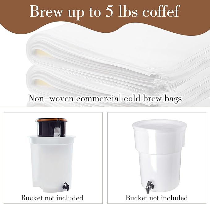 50pcs No Mess Cold Brew Bags, 17.72" x 19.69" inch Disposable Coffee Filter Bag Fine Mesh Brewing Drawstring Pouches for Iced Coffee Hot Tea Herbe Spice