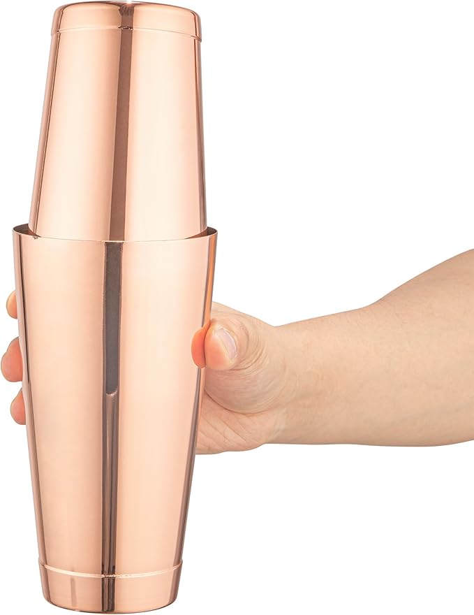 Restaurantware Bar Lux 16 Ounce Boston Shaker 1 Copper-Plated Cocktail Shaker - Weighted Bottom No Leak Stainless Steel Martini Drink Mixer Essential Bar Tool For Home Use Or Bartenders