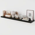48 Inch Floating Shelves, 9.3" Deep Floating Shelf Wall Mounted, 48" Wall Shelves, Rustic Deep Bookshelf, Large Display Shelves & Storage Shelves for Bedroom, Living Room, Black, Set of 1