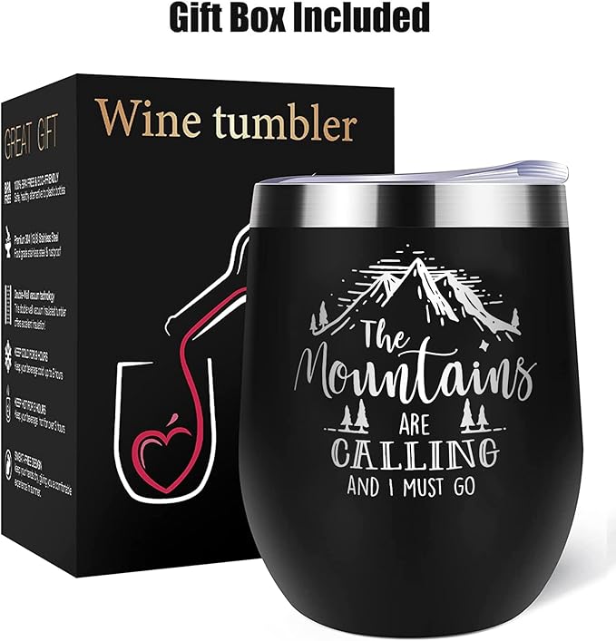 Best Gifts For Outdoor Lovers, The Mountains Are Calling 12oz Tumbler Cup, Gifts For Outdoor Enthusiasts, Mountain Coffee Mug, Climber Hiking Gifts, Mountaineering Camping Gift Ideas
