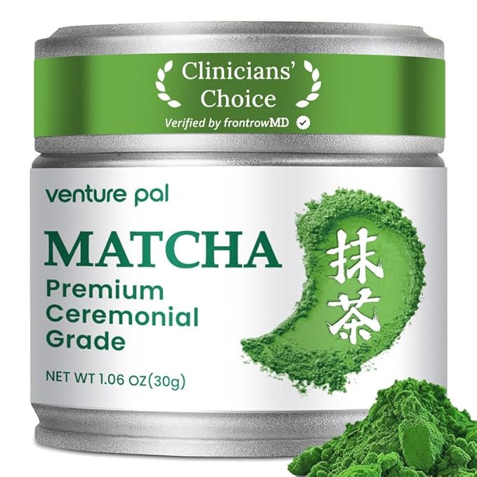 Venture Pal Superior Ceremonial Grade Matcha Powder, 100% Pure First Harvest Matcha Powder, Green Tea sourced from Uji – Vegan, Gluten-Free, No Additives, Unsweetened (30g/1.06oz Tin)