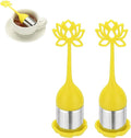 uxcell 2 Pcs Lotus Tea Infuser, Stainless Steel Loose Leaf Tea Steeper Filter with Silicone Handle Reusable Thin Pores Mesh Strainer Diffuser for Teacups Teapots Mugs, Yellow
