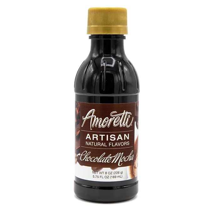 Amoretti - Natural Chocolate Mocha Artisan Flavor Paste, 8 oz, Perfect For Ice Cream, Beverages, Cakes, and more, Preservative Free, Vegan, Gluten Free, No Artificial Sweeteners, Highly Concentrated