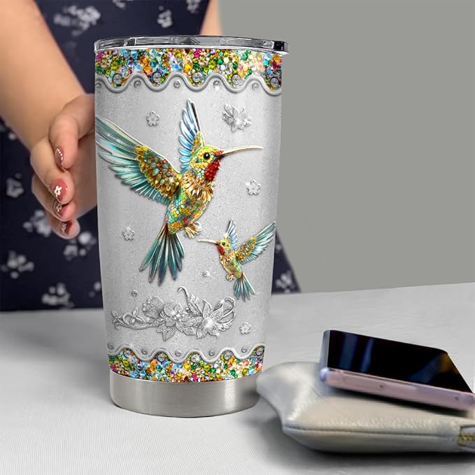 SANDJEST Hummingbird Gifts for Women Hummingbirds Tumbler 20oz Jewelry Drawings Stainless Steel Insulated Tumblers Coffee Travel Mug Cup Gift for Birthday Christmas