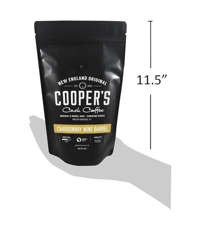 Wine Barrel Chardonnay Aged Kenya AA Beans, Incredibly Complex & Smooth, Roasted Fresh - Whole bean 12oz Bag