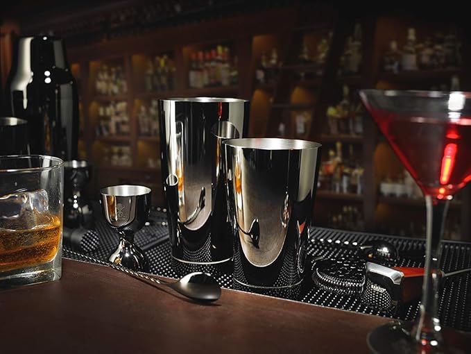 Barfly Cocktail Tin, Set (18 oz and 28 oz), Gun Metal Black,M37009BK