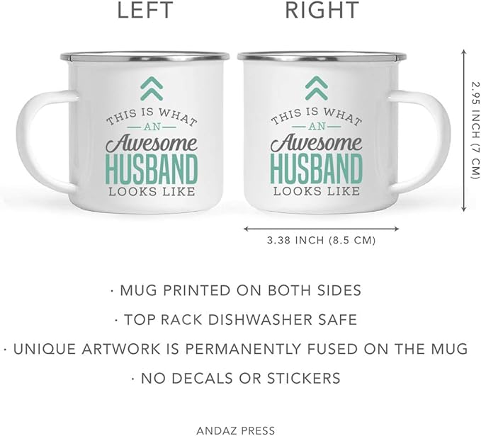 Andaz Press 11oz. Stainless Steel Campfire Coffee Mug, This is What an Awesome Husband Looks Like, 1-Pack, Birthday Gift Ideas for Coworker Him Her, Includes Gift Box