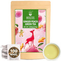 WT WEETEE Ginger Peach Green Tea Bags, Made of Green Tea, Ginger & Natural Peach Flavor, Low Caffeine Tea Bags 100 Counts, Fruity & Mildly Gingery Good for Iced