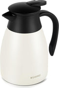 34 Oz Thermal Coffee Carafe, Stainless Steel Insulated Vacuum coffee crafts to keep coffee hot, 1 Liter Tea Water Coffee and Beverage Dispenser (Cream)