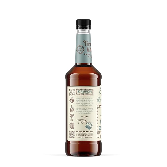 Tippleman's Vanilla Coffee Syrup - Rich Flavor for Hot or Iced Drinks, Latte, Tea, Espresso, Cappuccino, Cocktails, & Baking - 25.4 Fl Oz