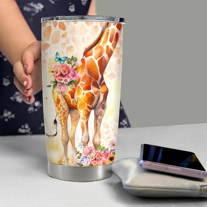 SANDJEST Giraffe Tumbler 20oz Stainless Steel Insulated Tumblers Coffee Travel Mug Cup Giraffe Gifts for Women Girls Teen Gift for Birthday Christmas