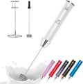 Zulay Kitchen Lux Electric Milk Frother Rechargeable Handheld - Powerful 2-Speed Motor, Waterproof, 2000mAh Battery - Drink Mixer for Latte, Cappuccino, Matcha & Protein Powder - Snow White
