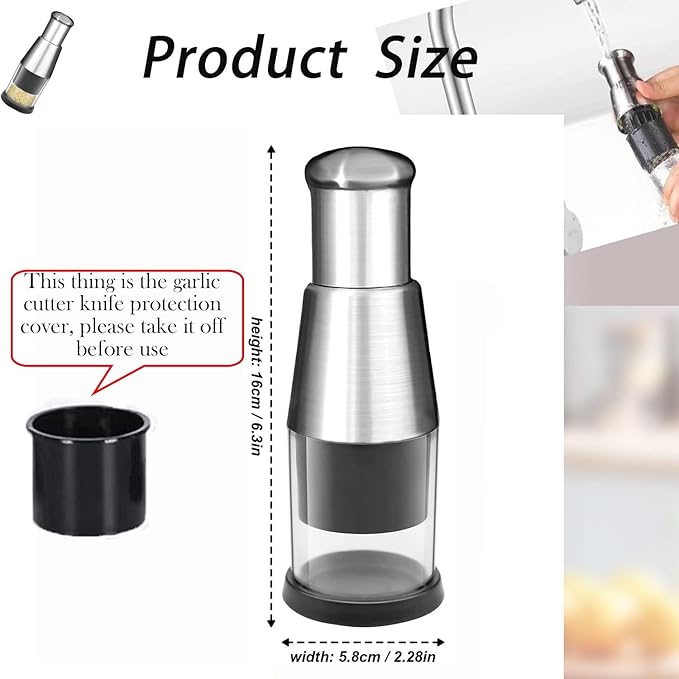 Manual Pressed Chopper, 2025 Upgraded Compact Mini Dicer Food,Functional Manual Garlic, Stainless Steel Hand Food for Mincing Garlic Press Stainless Steel