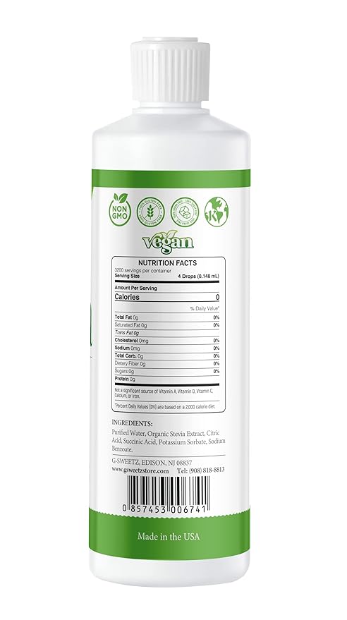 Liquid Stevia –Stevia Sweet Drops – Made from Reb-D Rich Organic Extract – Concentrated Liquid Sweetener for Drinks, Food, and Pastries, No Calories, and No Carbs – 16 FL OZ (3200 Servings)