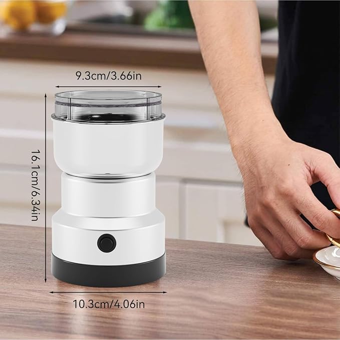 One-Touch Coffee Grinder and Multi-Purpose Grinder with Extended Power Cord & 4 Sharp Blades, for Convenient Grinding of Coffee, Spices, and Seeds Anywhere