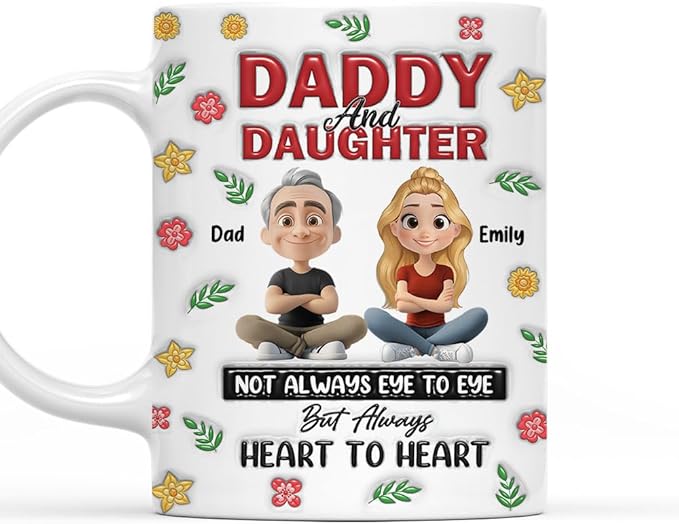Wrappiness Personalized Coffee Mug for Daughter from Dad - Custom Coffee Mugs With Names - Thoughtful From Father to Daughter Birthday Gift (White Mug-Father 6)