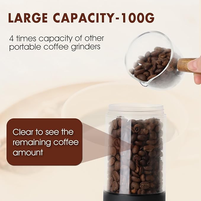 SANMAS Electric Burr Coffee Grinder with Stainless Steel Grinding Core, Rechargeable Coffee Beans Mil Grinder with 80 Grind Settings from Fine to Coarse for Espresso, Portable for Camping Travel