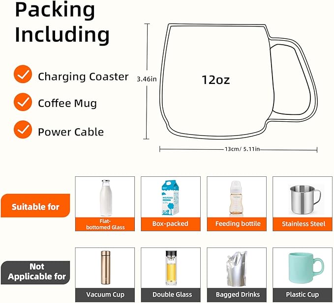 Coffee Warmer with Mug Set - Electric Beverage Cup Warmer for Desk Office Home Use, Candle Warmer Heating Plate with Gravity Switch Auto Shut Off (Up to 131F/55C), 12oz (Blue Set)