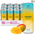Moment Botanical Soda Soft Drink (Shark Tank) - SPARKLING Drinks | Mango Glow | L-Theanine & Ashwagandha for Calm & Clarity | 0 Added Sugar 0 Caffeine | 12-pack