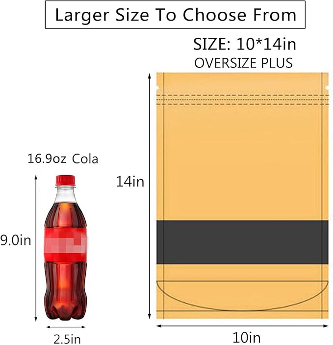 100pcs Kraft Bags with Window Zipper Lock Stand Up Bulk Pouches Resealable 10x14in