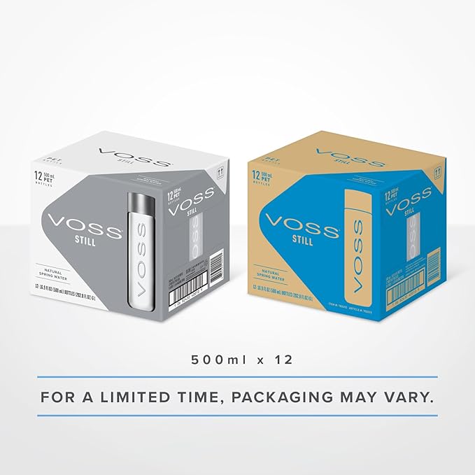 VOSS Premium Still Bottled Natural Water - BPA-Free - High Grade PET - Recyclable Plastic Bottles - Pure Drinking Water with Unique & Iconic Bottle Design - 12 Pack