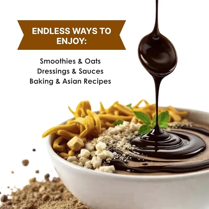 Organic Black Tahini Paste 16 oz (1lb) - Black Sesame Paste - USDA Certified, Kosher, Gluten Free Tahini Sauce - Creamy Tahini Organic with Hulled Sesame Seeds for Dressigns, Dips, Spreads & Hummus - The Holly Tree