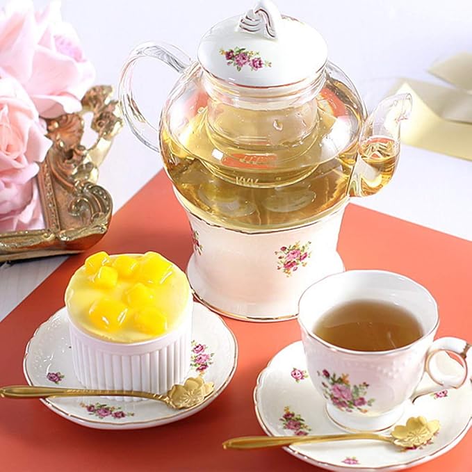 Stainless Steel Tableware Creative Flower Coffee, Sugar, Stir, Mix, Stir Bar, Tea, Cake, Sugar, Dessert Ice Cream Spoon Set of 8, Gold