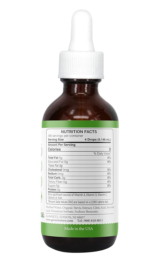Liquid Stevia – Sweet Drops – Made from Reb-D Rich Organic Stevia Extract –Concentrated Liquid Sweetener for Drinks, Food, & Pastries, No Calories, & Carb –2 FL OZ Glass Bottle (400 Servings)