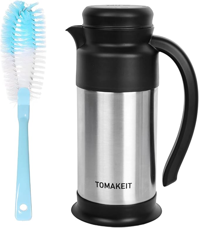 Creamer Pitcher for Coffee,0.75L/25 Oz Thermal Coffee Carafe,Stainless Steel Coffee Carafes for Keeping Hot and Cold,Double-Wall Design,12-Hour Hot & Cold,Leak-Proof,Portable for Travel,Camping,Office