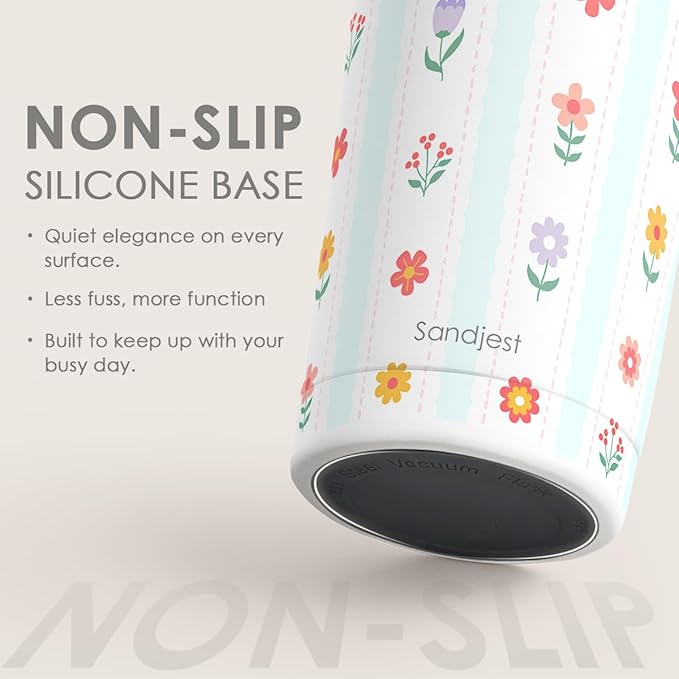 SANDJEST Floral Tumbler 20oz, Stainless Steel Travel Cup with Lid, Insulated Coffee Mug, Floral Gifts for Women Girls Friends Sisters on Birthday Christmas